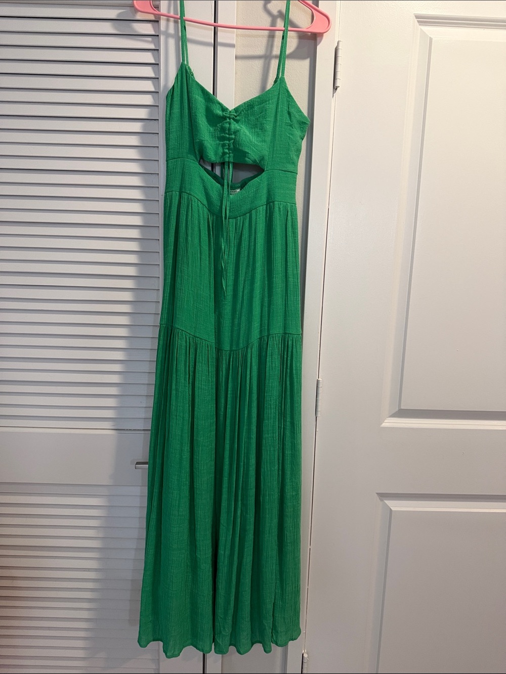 Moon River Emerald Green Cutout Spaghetti-Strap Maxi Dress